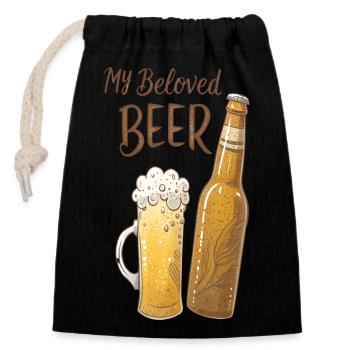 Mein geliebtes Bier - Verschließbarer Geschenkbeutel aus Baumwolle (14x20cm) - Schwarz - Vorne