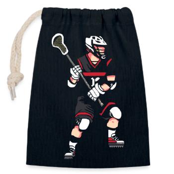 Lacrosse Player Pixel - Closable cotton gift bag (14x20cm) - navy - Front