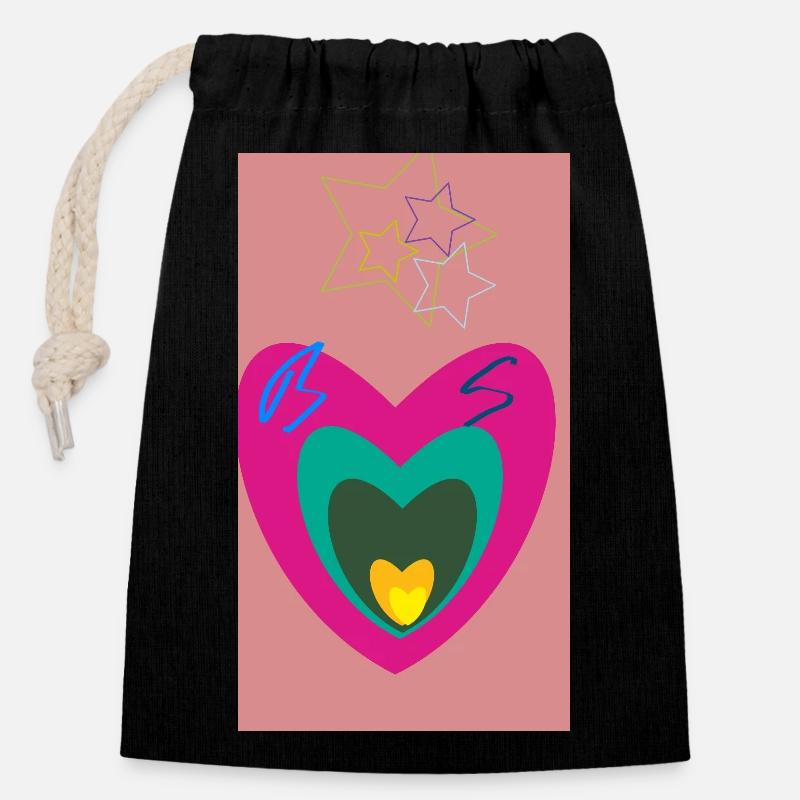 T-shirt - Sac cadeau en coton avec cordon (14 x 20 cm) - noir
