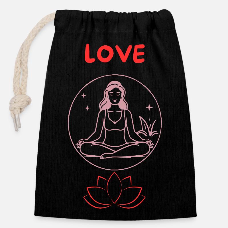 Love meditation - Verschließbarer Geschenkbeutel aus Baumwolle (14x20cm) - Schwarz