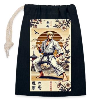 Karate MEISTER - Verschließbarer Geschenkbeutel aus Baumwolle (14x20cm) - Navy - Vorne