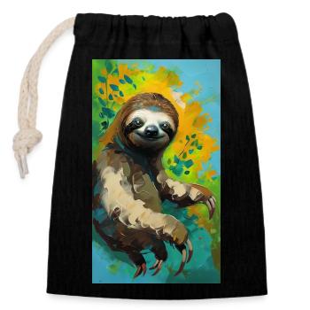 Sloth Painting Faultier Gemälde Kunst Comic Art - Closable cotton gift bag (14x20cm) - black - Front