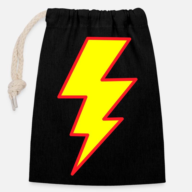 Double lightning - Closable cotton gift bag (14x20cm) - black
