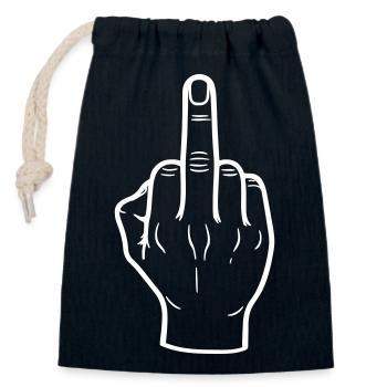Mittelfinger Hand - Verschließbarer Geschenkbeutel aus Baumwolle (14x20cm) - Navy - Vorne