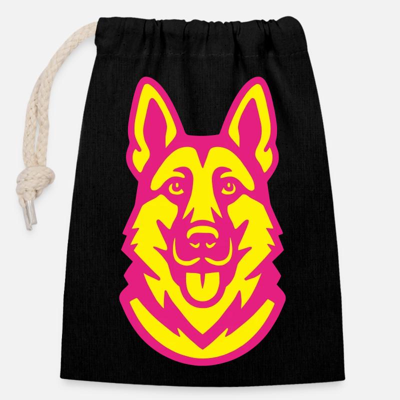 Schäferhund Pop-Art - Verschließbarer Geschenkbeutel aus Baumwolle (14x20cm) - Schwarz