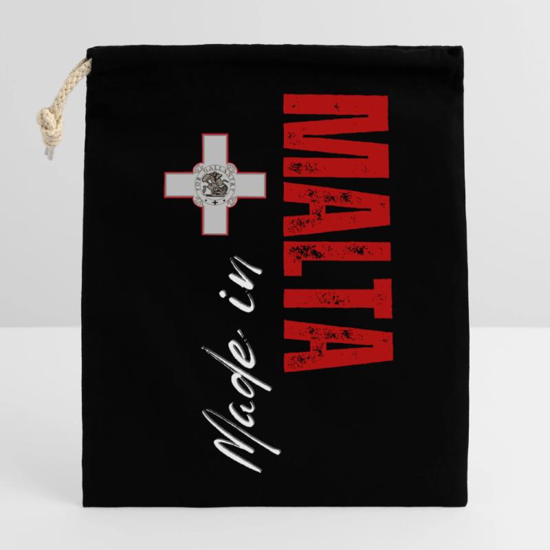 Fabriqué à Malte, conception verticale Sac cadeau en coton avec cordon (14 x 20 cm)