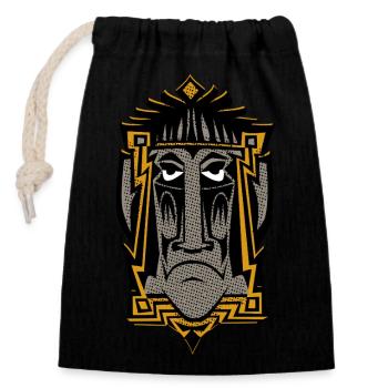 Tiki Moai Maske Aloha cool retro Schutzgeist - Verschließbarer Geschenkbeutel aus Baumwolle (14x20cm) - Schwarz - Vorne