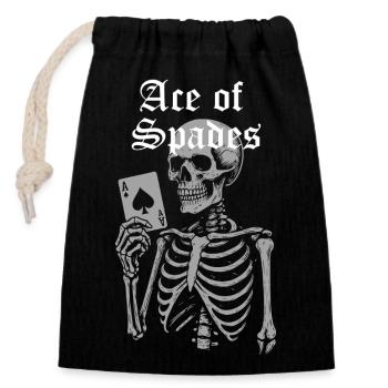 Illustration du squelette de l'As de pique - Sac cadeau en coton avec cordon (14 x 20 cm) - noir - Devant