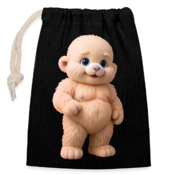 TEDDYBÄR-PLÜSCHTIER – Baby & Kinder - Verschließbarer Geschenkbeutel aus Baumwolle (14x20cm) - Schwarz - Vorne