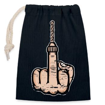 Mittelfinger Stinkefinger Bohrmaschine Design - Verschließbarer Geschenkbeutel aus Baumwolle (14x20cm) - Navy - Vorne