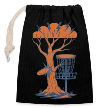 Tempête de paniers volants à disque de l’arbre au disc golf - Sac cadeau en coton avec cordon (14 x 20 cm) - noir - Devant