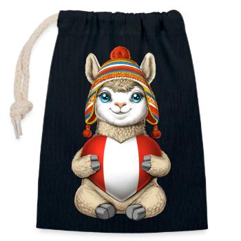 Peruvian Llama - Closable cotton gift bag (14x20cm) - navy - Front