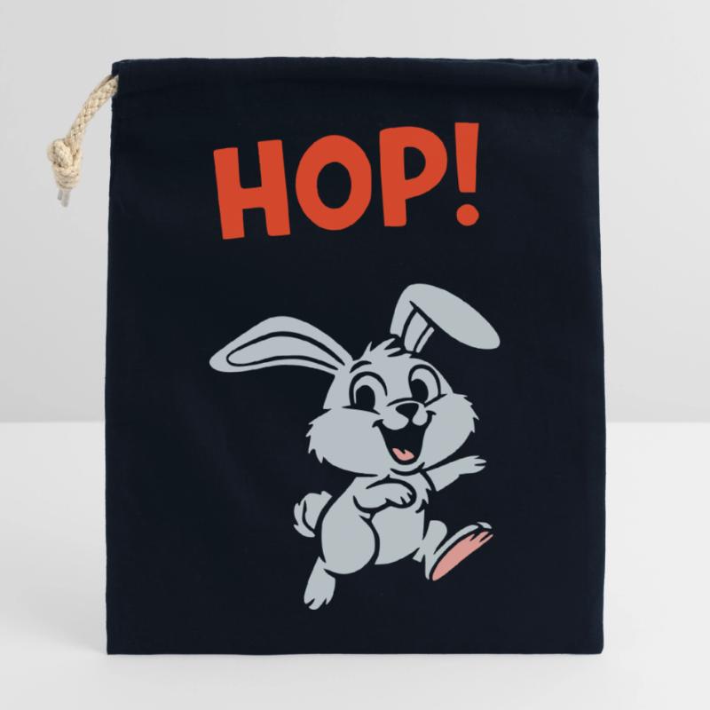 HOP! Bunny Jumping Comic Action Vector Closable cotton gift bag (14x20cm)