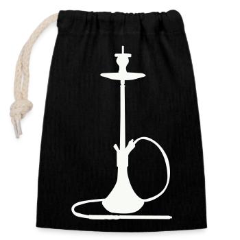 Shisha Silhouette  - Verschließbarer Geschenkbeutel aus Baumwolle (14x20cm) - Schwarz - Vorne