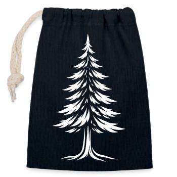 Fir Tree Silhouette - Tree Line Art Nature Design - Closable cotton gift bag (14x20cm) - navy - Front