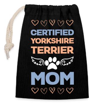 Certified Yorkie Mama - Closable cotton gift bag (14x20cm) - black - Front