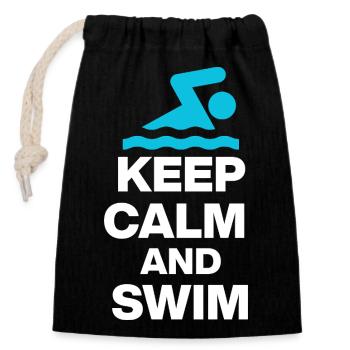 KEEP CALM AND SWIM, DIVE IN! SCHWIMMEN GESCHENK  - Verschließbarer Geschenkbeutel aus Baumwolle (14x20cm) - Schwarz - Vorne
