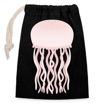 Lueur de méduse pastel - Sac cadeau en coton avec cordon (14 x 20 cm) - noir - Devant