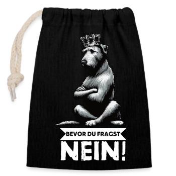Bevor Du Fragst Nein Irischer Wolfshund Wolfshund  - Verschließbarer Geschenkbeutel aus Baumwolle (14x20cm) - Schwarz - Vorne