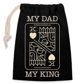 Papa, Roi, Carte de poker - Sac cadeau en coton avec cordon (14 x 20 cm) - noir - Devant