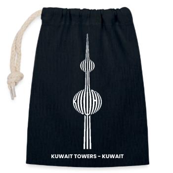 Ville du Koweït, Tournée de la capitale du Koweït Touristes Koweïtiens - Sac cadeau en coton avec cordon (14 x 20 cm) - bleu marine - Devant