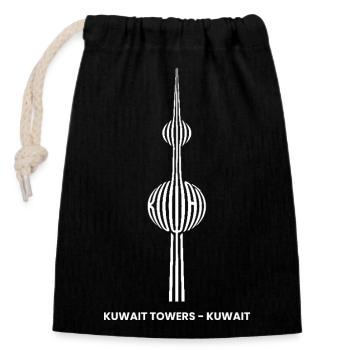 Kuwait City, Kuwait Capital Tour Tourists Kuwaitis - Closable cotton gift bag (14x20cm) - black - Front