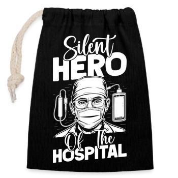 Anesthesiologist Silent Hero Specialist - Closable cotton gift bag (14x20cm) - black - Front