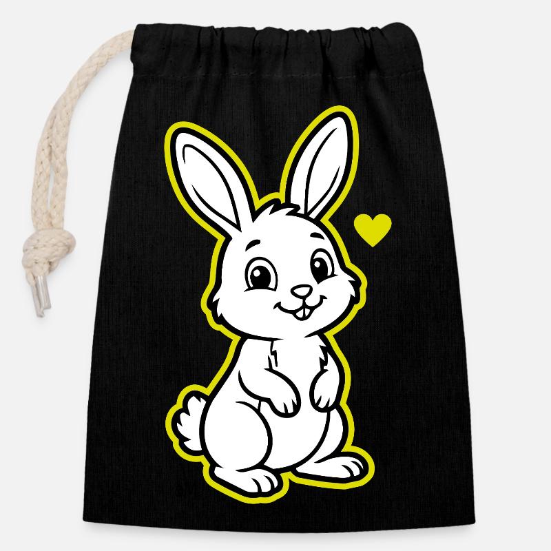 Suzy_the_Rabbit - Sac cadeau en coton avec cordon (14 x 20 cm) - noir