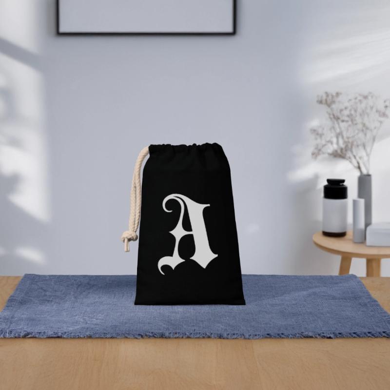 Gothic Monogram A Script Closable cotton gift bag (14x20cm)