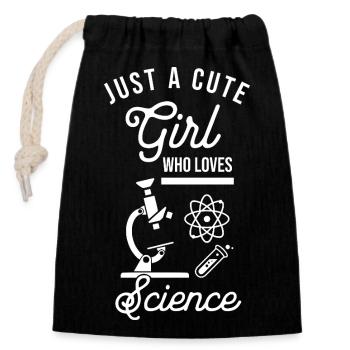 Juste une fille mignonne qui aime la science, nerd drôle - Sac cadeau en coton avec cordon (14 x 20 cm) - noir - Devant