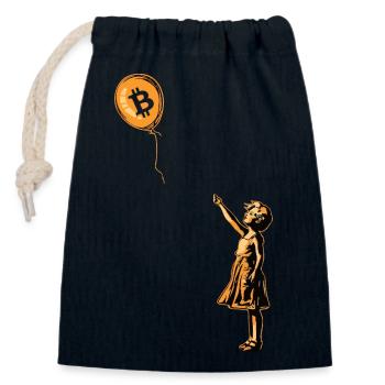 Bitcoin Balloon Girl - Verschließbarer Geschenkbeutel aus Baumwolle (14x20cm) - Navy - Vorne