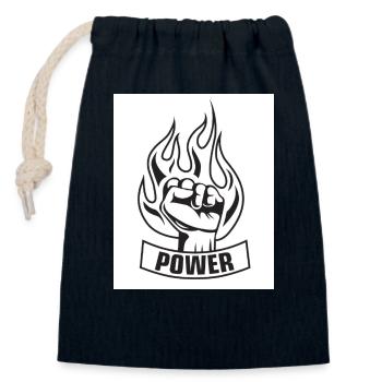Power - Verschließbarer Geschenkbeutel aus Baumwolle (14x20cm) - Navy - Vorne