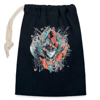 Abstract Design - Closable cotton gift bag (14x20cm) - navy - Front