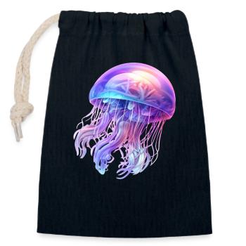Méduses colorées et transparentes - Sac cadeau en coton avec cordon (14 x 20 cm) - bleu marine - Devant