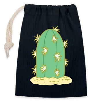 Cactus N°1 - Sac cadeau en coton avec cordon (14 x 20 cm) - bleu marine - Devant
