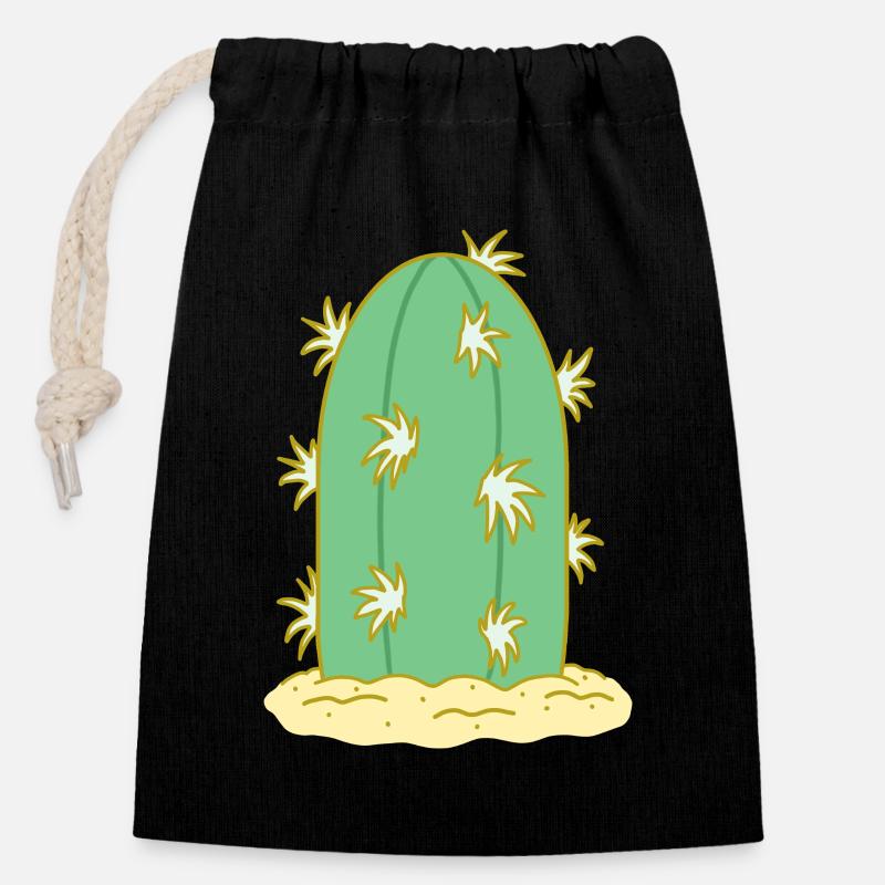 Cactus N°1 - Closable cotton gift bag (14x20cm) - black