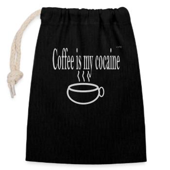 Coffee is my cocaine - Closable cotton gift bag (14x20cm) - black - Front