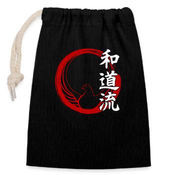 Wado Ryu Karate Kampfkünste Dojo Kimono Gym - Verschließbarer Geschenkbeutel aus Baumwolle (14x20cm) - Schwarz - Vorne