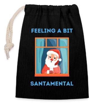 Feeling a bit santamental - Closable cotton gift bag (14x20cm) - black - Front
