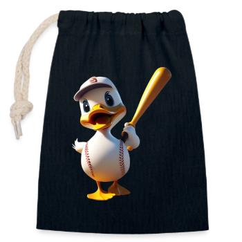 Duck Batting Cartoon Baseball - Verschließbarer Geschenkbeutel aus Baumwolle (14x20cm) - Navy - Vorne