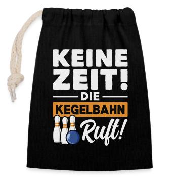 Kegeln Kegler Kegel Kegelbahn Kegeltour - Verschließbarer Geschenkbeutel aus Baumwolle (14x20cm) - Schwarz - Vorne