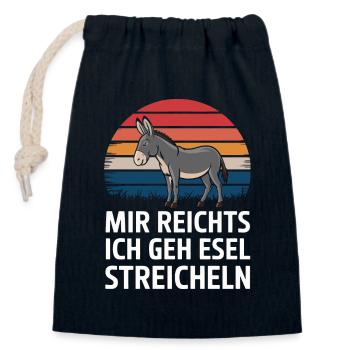 Esel Eselchen Maultier Muli - Verschließbarer Geschenkbeutel aus Baumwolle (14x20cm) - Navy - Vorne