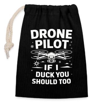 Drones Pilot Quadcopter Drone - Closable cotton gift bag (14x20cm) - black - Front