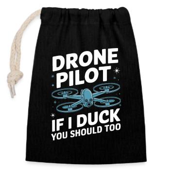 Drones Pilot Quadcopter Drone - Closable cotton gift bag (14x20cm) - black - Front