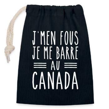 J'men fous je me barre au canada - Sac cadeau en coton avec cordon (14 x 20 cm) - bleu marine - Devant
