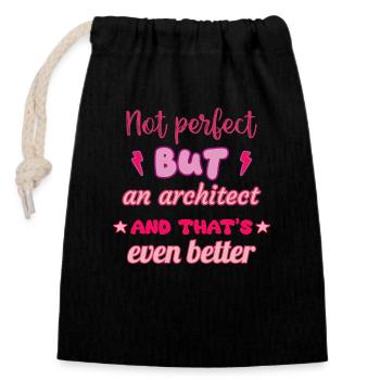 Pas parfait, mais architecte - Sac cadeau en coton avec cordon (14 x 20 cm) - noir - Devant