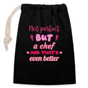 Not perfect, but - Closable cotton gift bag (14x20cm) - black - Front