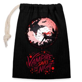 🌙 Vampire Saves the Night - Le héros antagoniste - Sac cadeau en coton avec cordon (14 x 20 cm) - noir - Devant