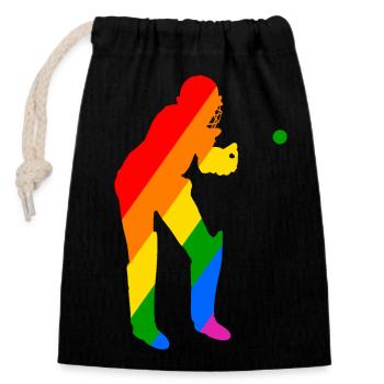 Gardien de guichet de cricket - Sac cadeau en coton avec cordon (14 x 20 cm) - noir - Devant
