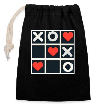 Tic Tac Toe Love Wins - Closable cotton gift bag (14x20cm) - black - Front